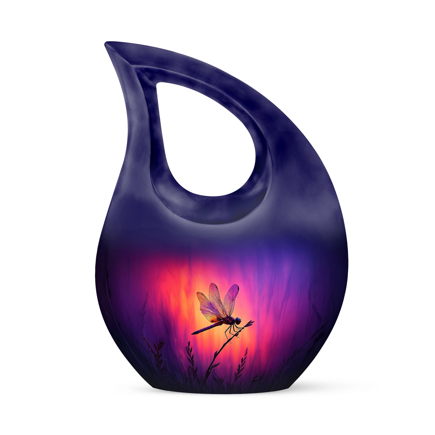 Purple Sacred Dragonfly Cremation Urns for Human Ashes - 10-inch, 200 cu in - Yatskia