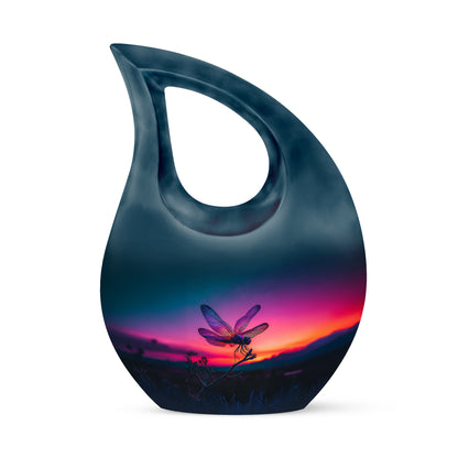 Timeless Blue Dragonfly Cremation Urn for Ashes - 10-inch, 200 cu in - Yatskia