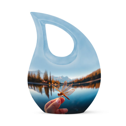 Personalized Dragonfly Cremation Urns - Pristine Blue 10-inch, 200 cu in - Yatskia