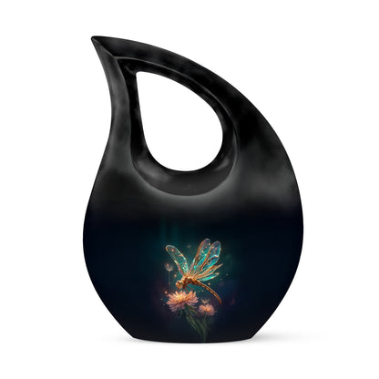 Personalized Dragonfly Cremation Urns - Pristine Blue 10-inch, 200 cu in - Yatskia