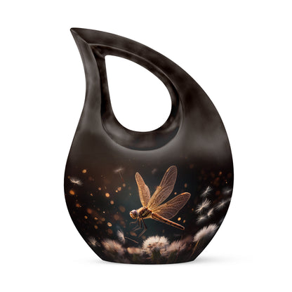 Radiant Dragonfly Memorial Cremation Urns - Black 10-inch, 200 cu in - Yatskia