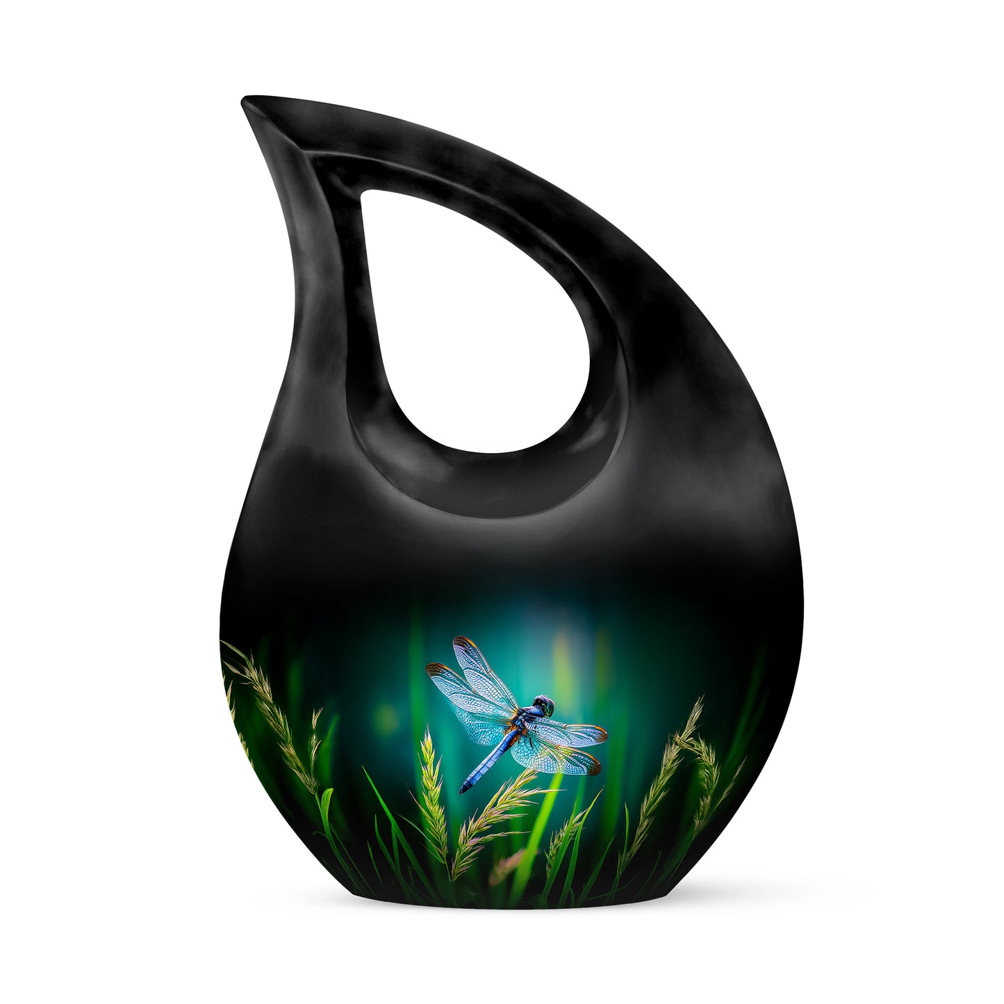 Teal Dragonfly Cremation Urns - Opulent Comfort 10-inch, 200 cu in - Yatskia