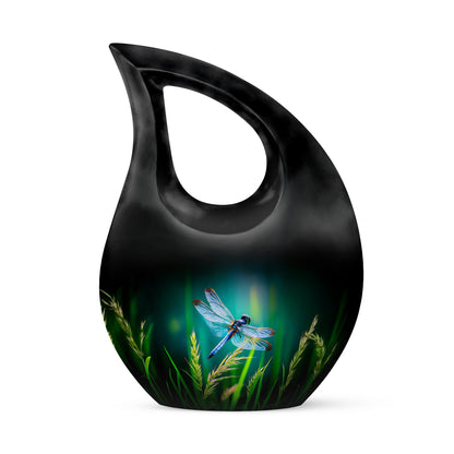Teal Dragonfly Cremation Urns - Opulent Comfort 10-inch, 200 cu in - Yatskia