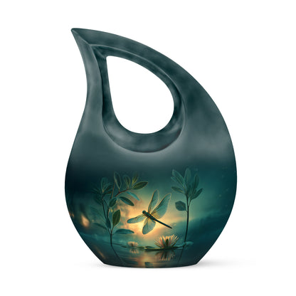 Harmonious Dragonfly Cremation Urns for Human Ashes - Teal 10-inch - Yatskia