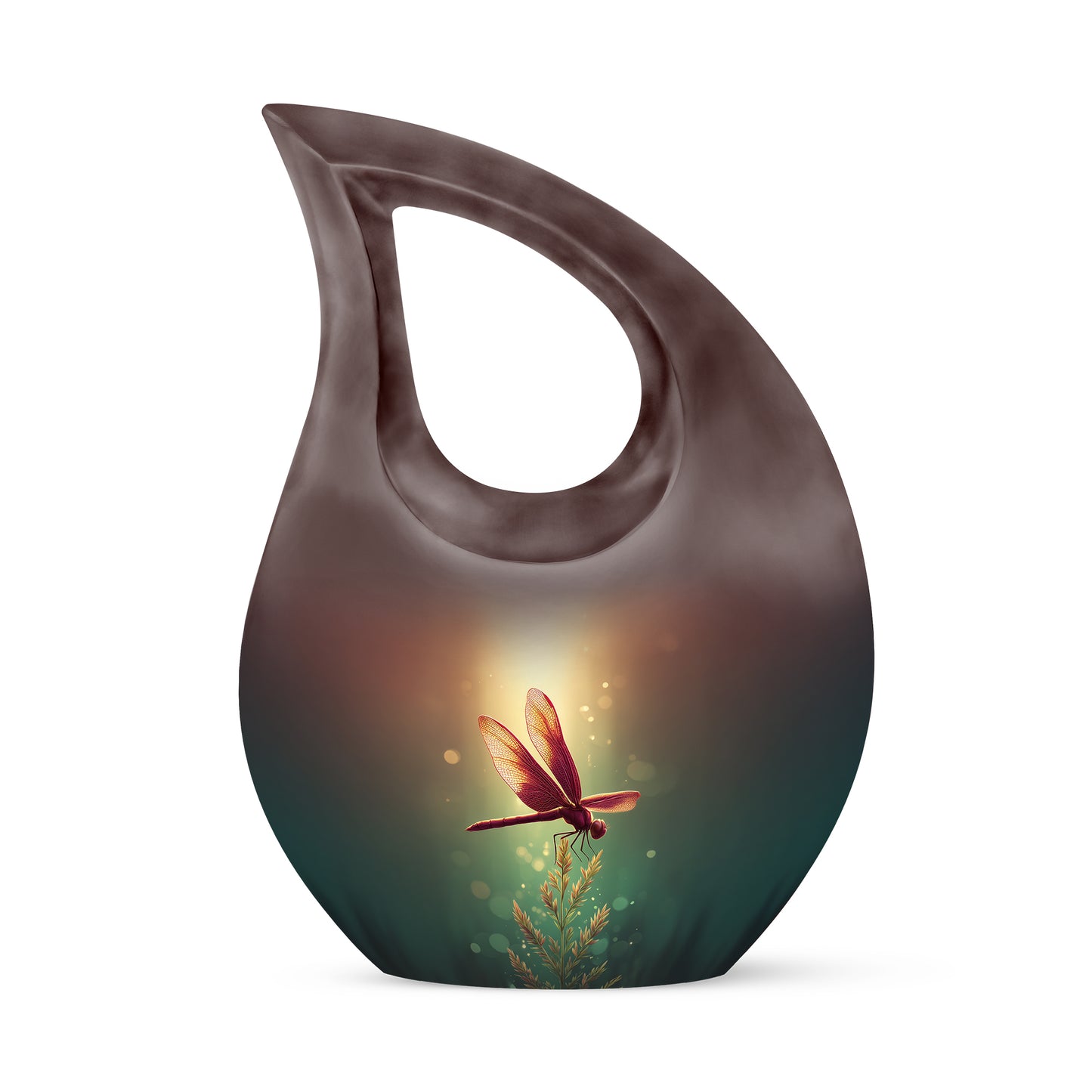 Gold Exquisite Dragonfly Memorial Urn for Ashes - 10-inch, 200 cu in - Yatskia