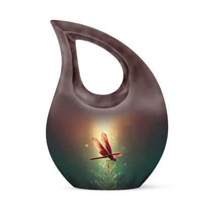 Gold Exquisite Dragonfly Memorial Urn for Ashes - 10-inch, 200 cu in - Yatskia