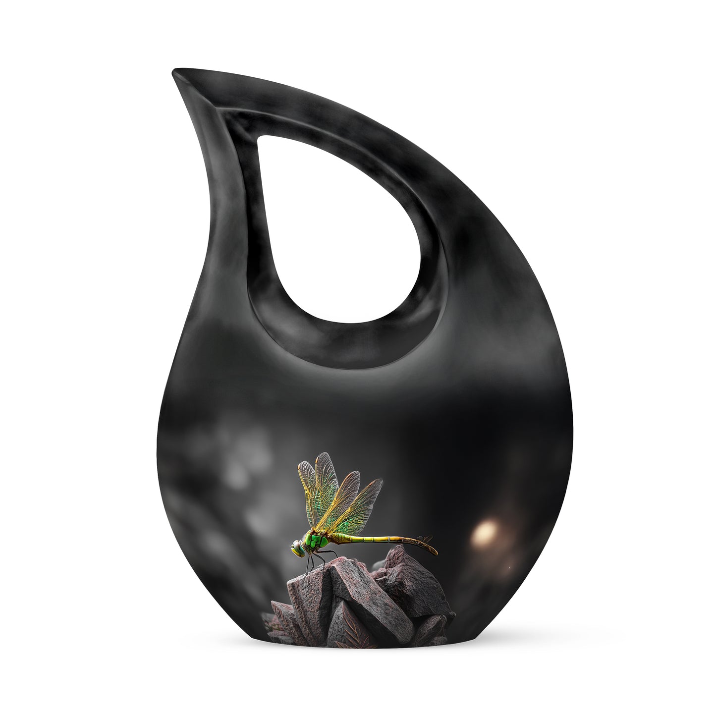 Personalized Eternal Dragonfly Cremation Urns - Black 10-inch, 200 cu in - Yatskia