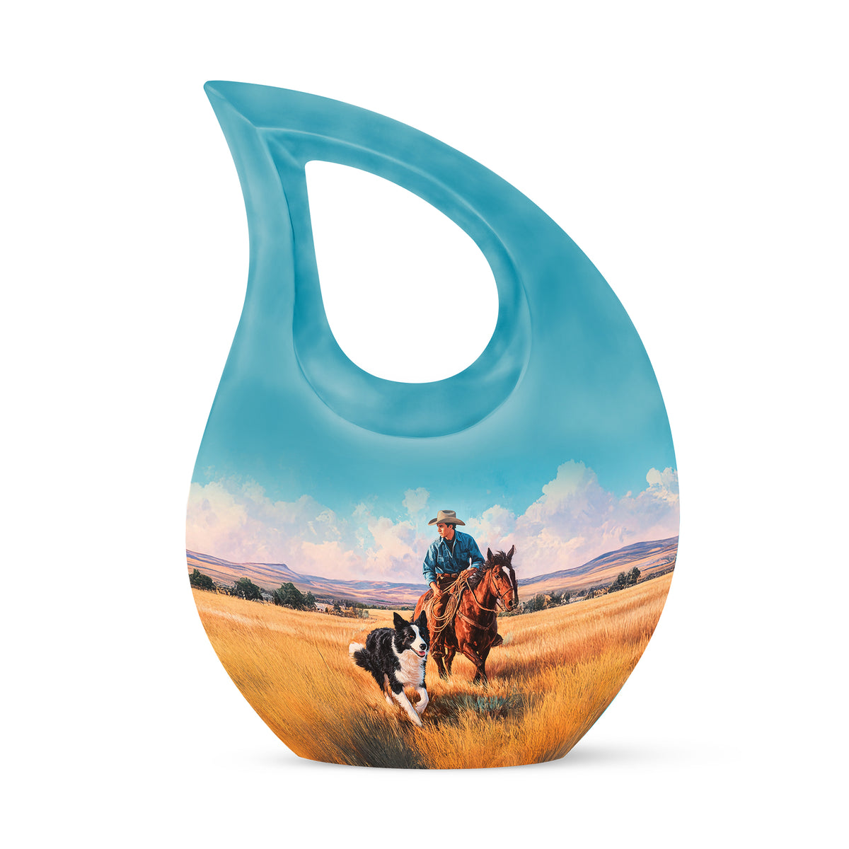 Personalized Teal Cherished Cowboy Cremation Urns for Human Ashes - Yatskia