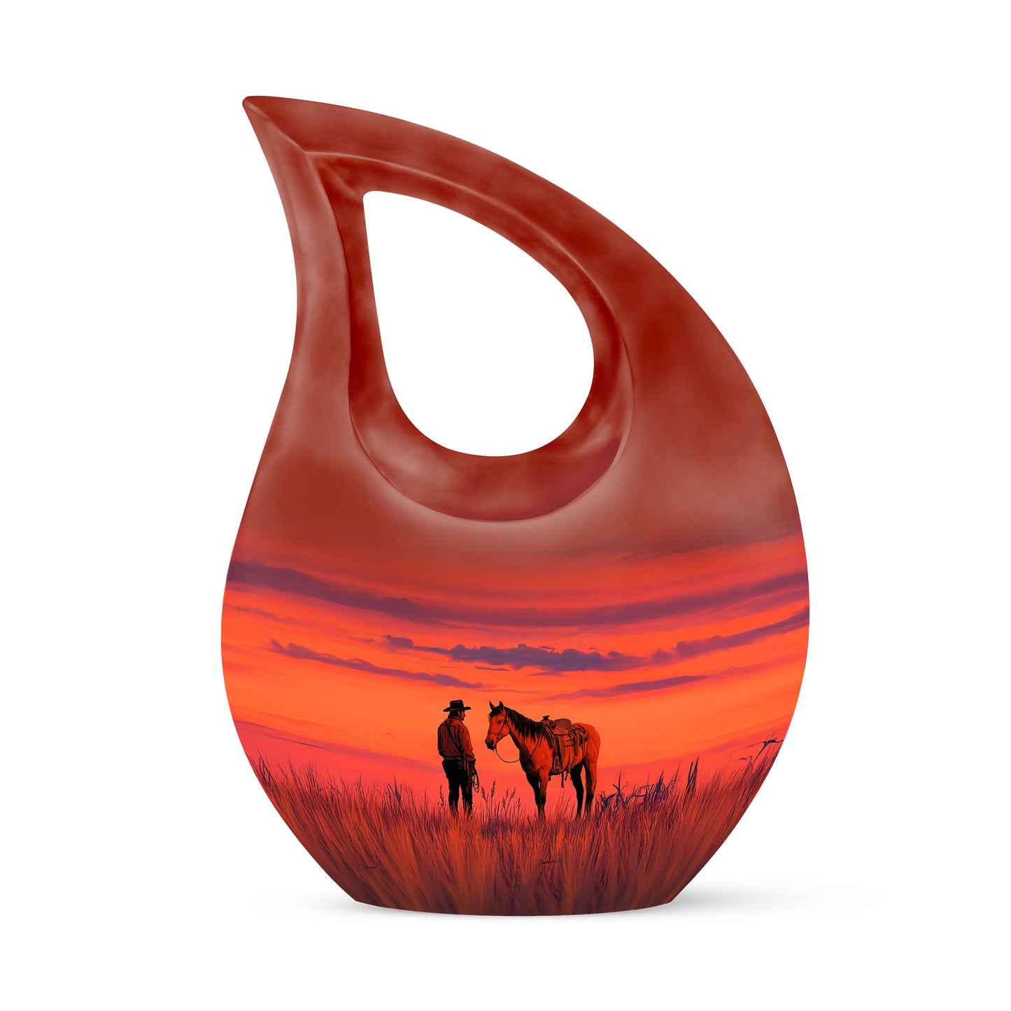 Personalized Red Cowboy Cremation Urns for Ashes - Transcendent 10-inch - Yatskia