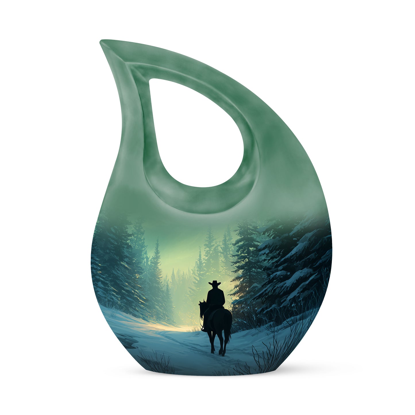 Personalized Cowboy Cremation Urns - Pristine Green 10-inch, 200 cu in - Yatskia