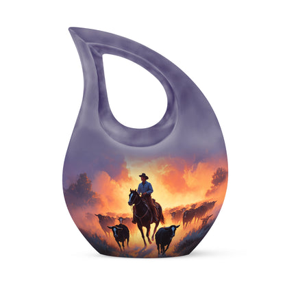 Dignified Purple Cowboy Cremation Urn for Ashes - Yatskia
