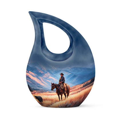 Personalized Blue Cowboy Cremation Urns for Ashes - Majestic - Yatskia