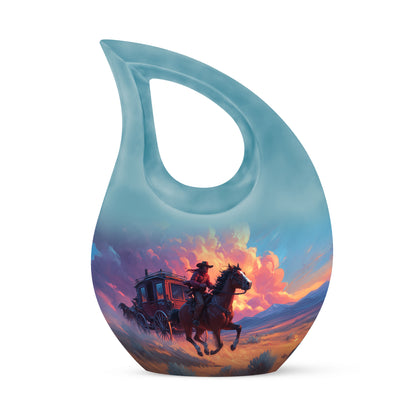 Personalized Blue Cowboy Cremation Urns for Ashes - Peaceful 10-inch - Yatskia