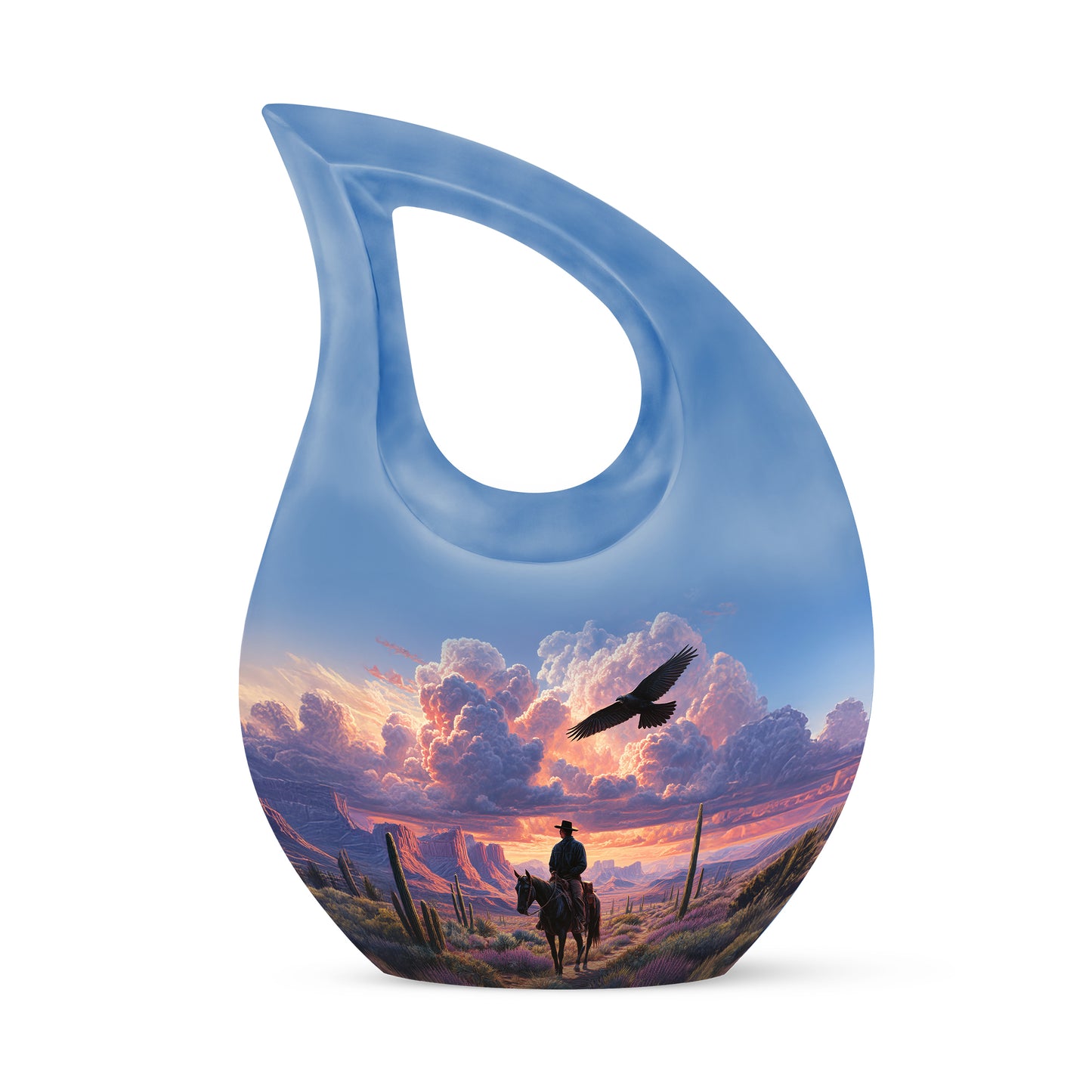 Personalized Cowboy Cremation Urns - Pristine Blue 10-inch, 200 cu in - Yatskia