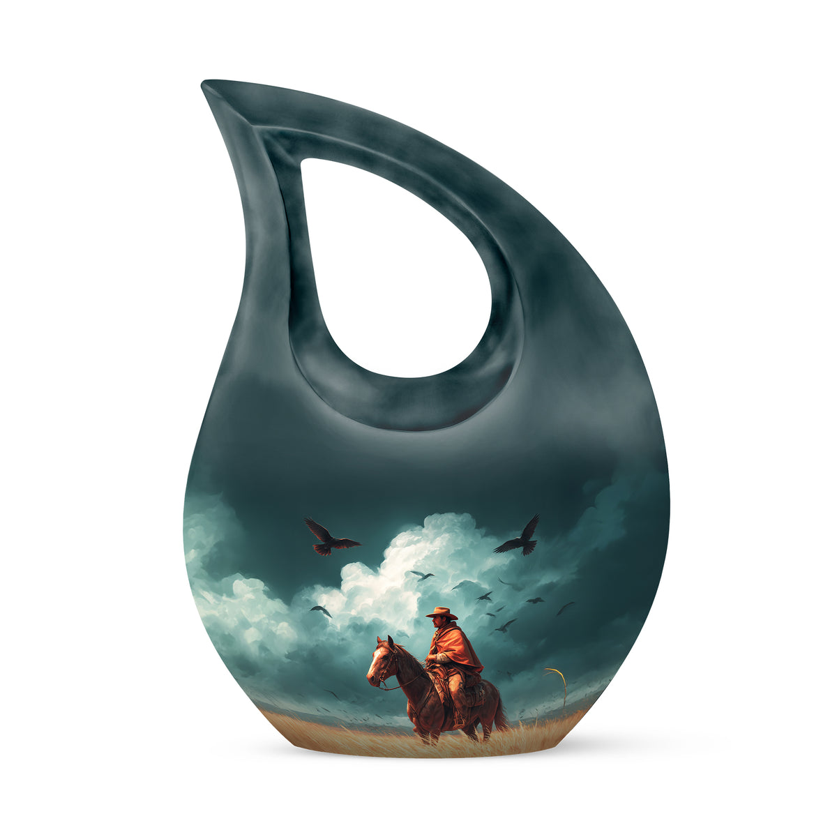 Illustrious Cowboy Memorial Cremation Urns - Teal - Yatskia