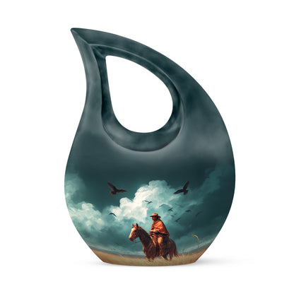 Illustrious Cowboy Memorial Cremation Urns - Teal - Yatskia