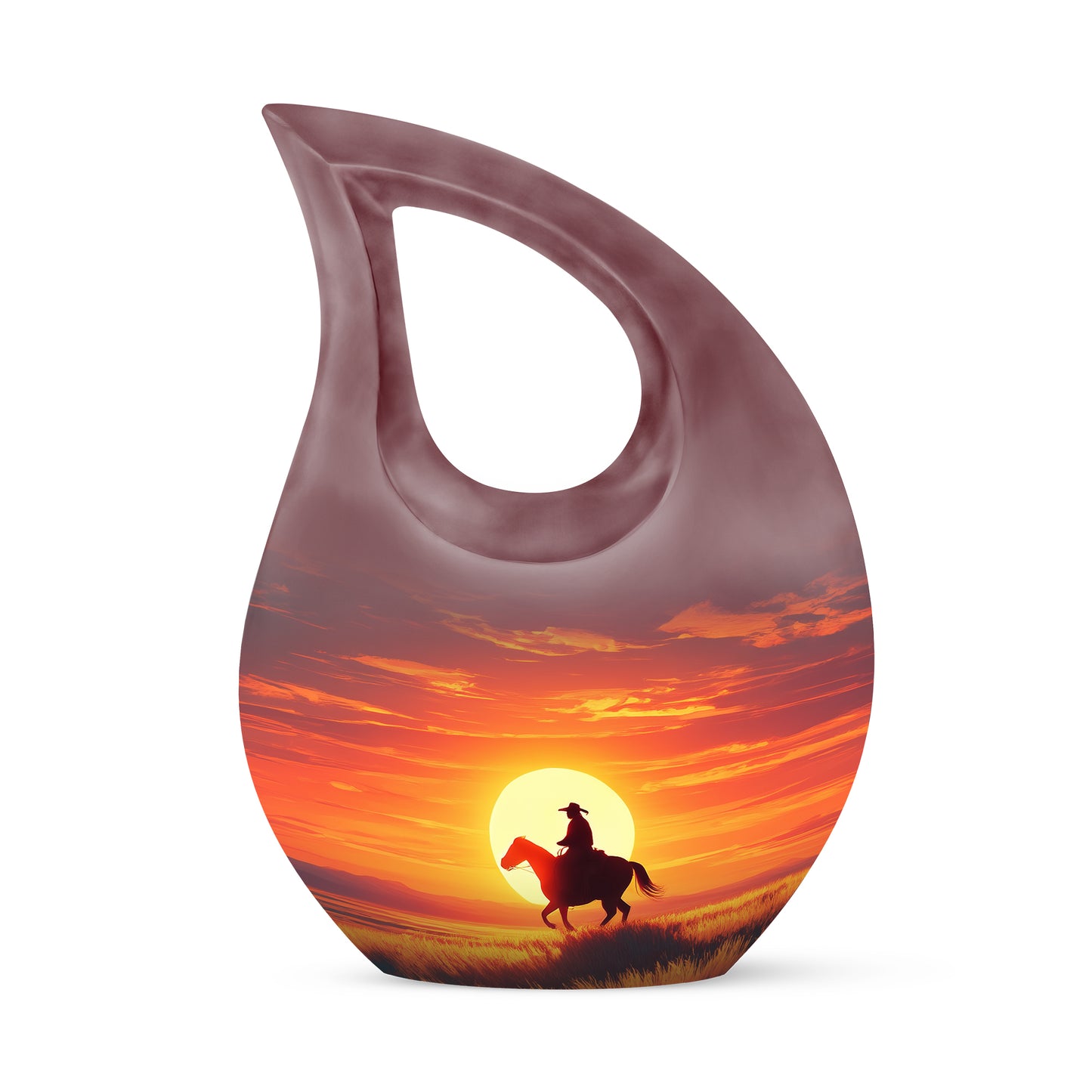 Radiant Cowboy Memorial Cremation Urns - Red 10-inch, 200 cu in - Yatskia