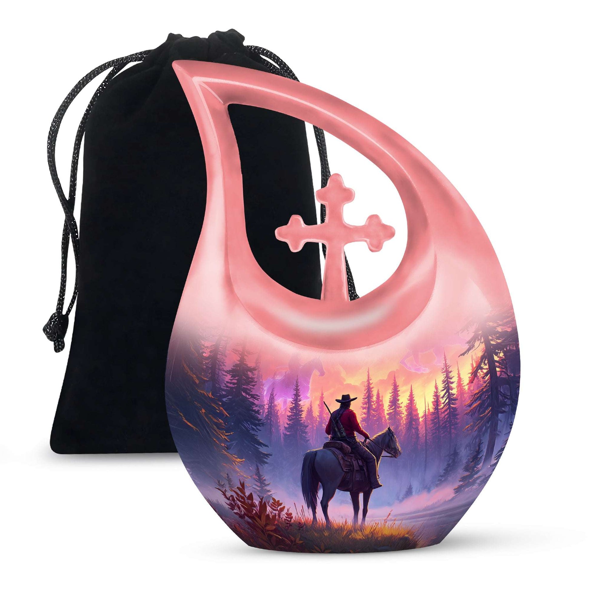 Large Cowboy Horse Cremation Urn for Adult Ashes - Pink Urn For Cremation Ashes