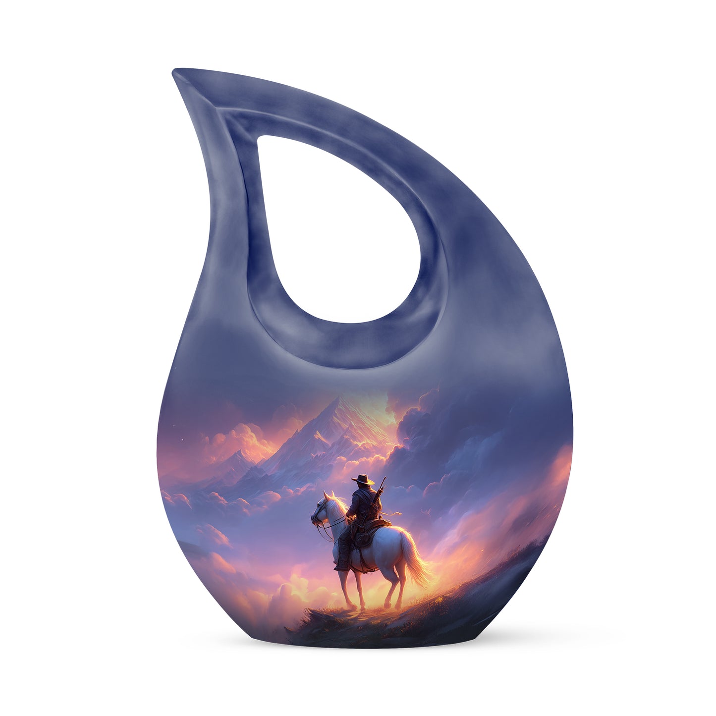 Graceful Red Cowboy Resting Place Urn for Human Ashes - 10-inch, 200 cu in - Yatskia