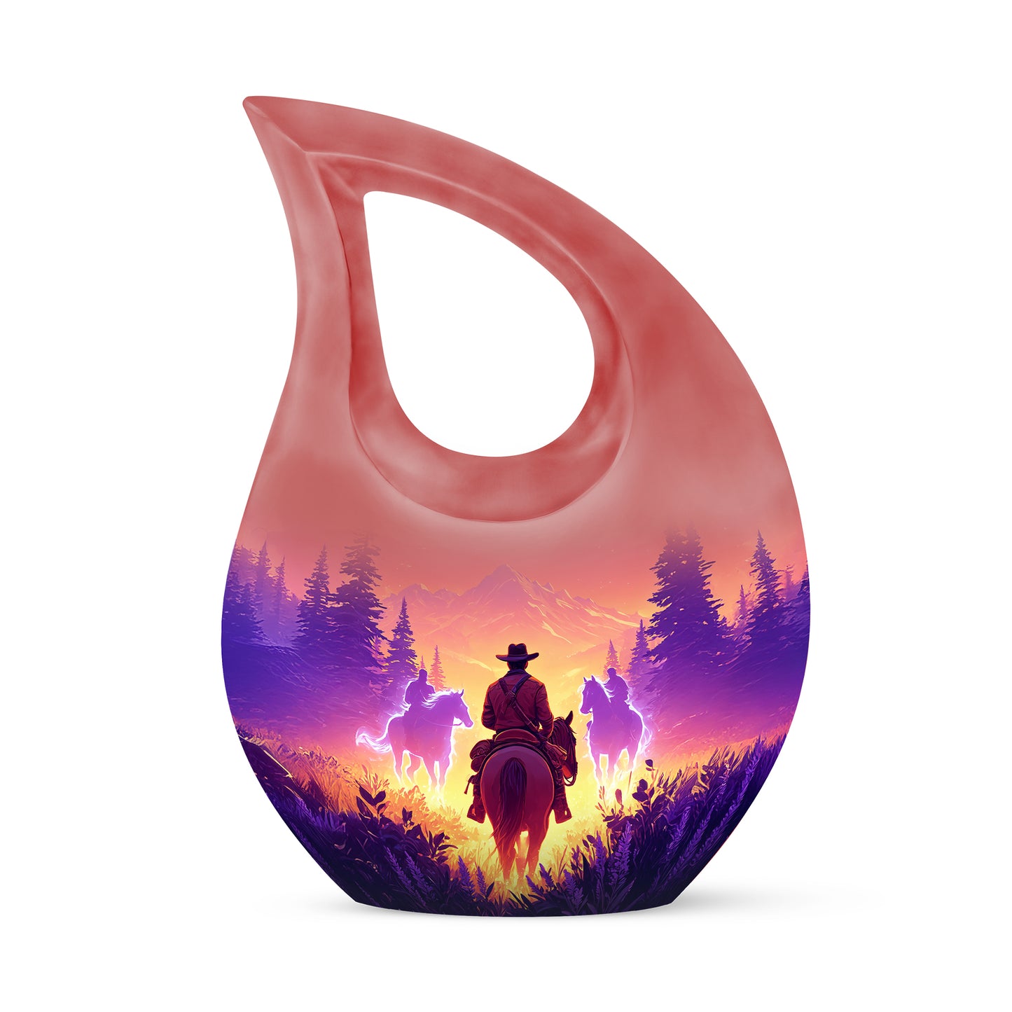 Inspiring Pink Cowboy Comfort Urn for Human Ashes - 10-inch, 200 cu in - Yatskia