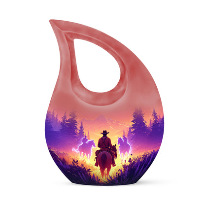 Inspiring Pink Cowboy Comfort Urn for Human Ashes - 10-inch, 200 cu in - Yatskia