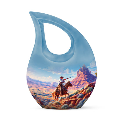 Blue Cowboy Remembrance Cremation Urns for Human Ashes - 10-inch, 200 cu in - Yatskia