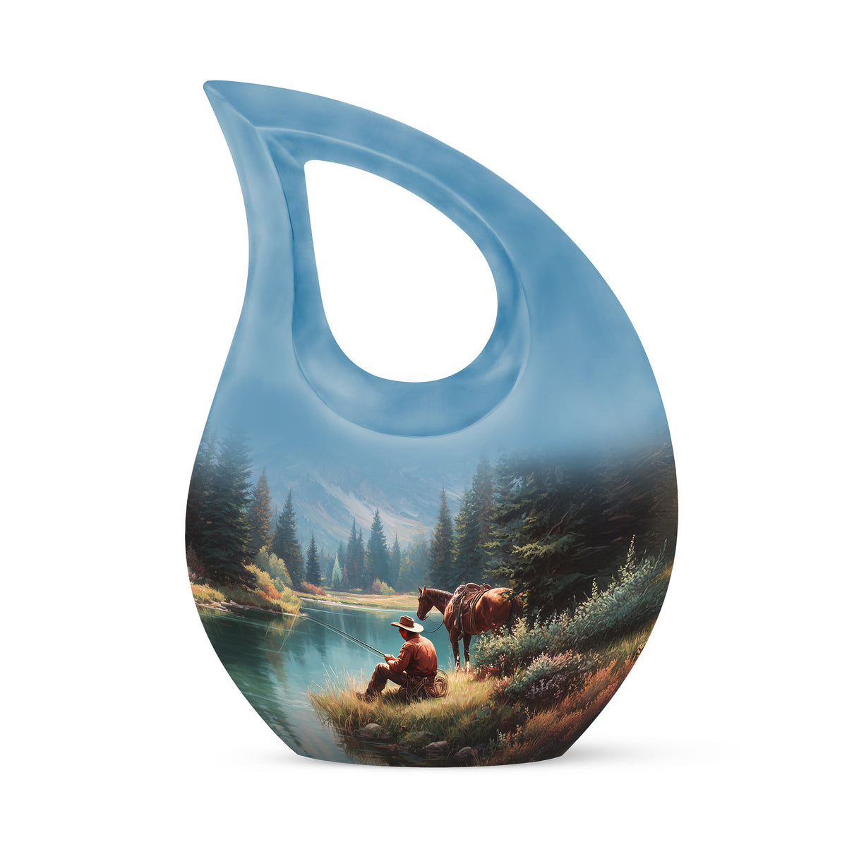 Personalized Blue Heavenly Cowboy Cremation Urns for Human Ashes - Yatskia