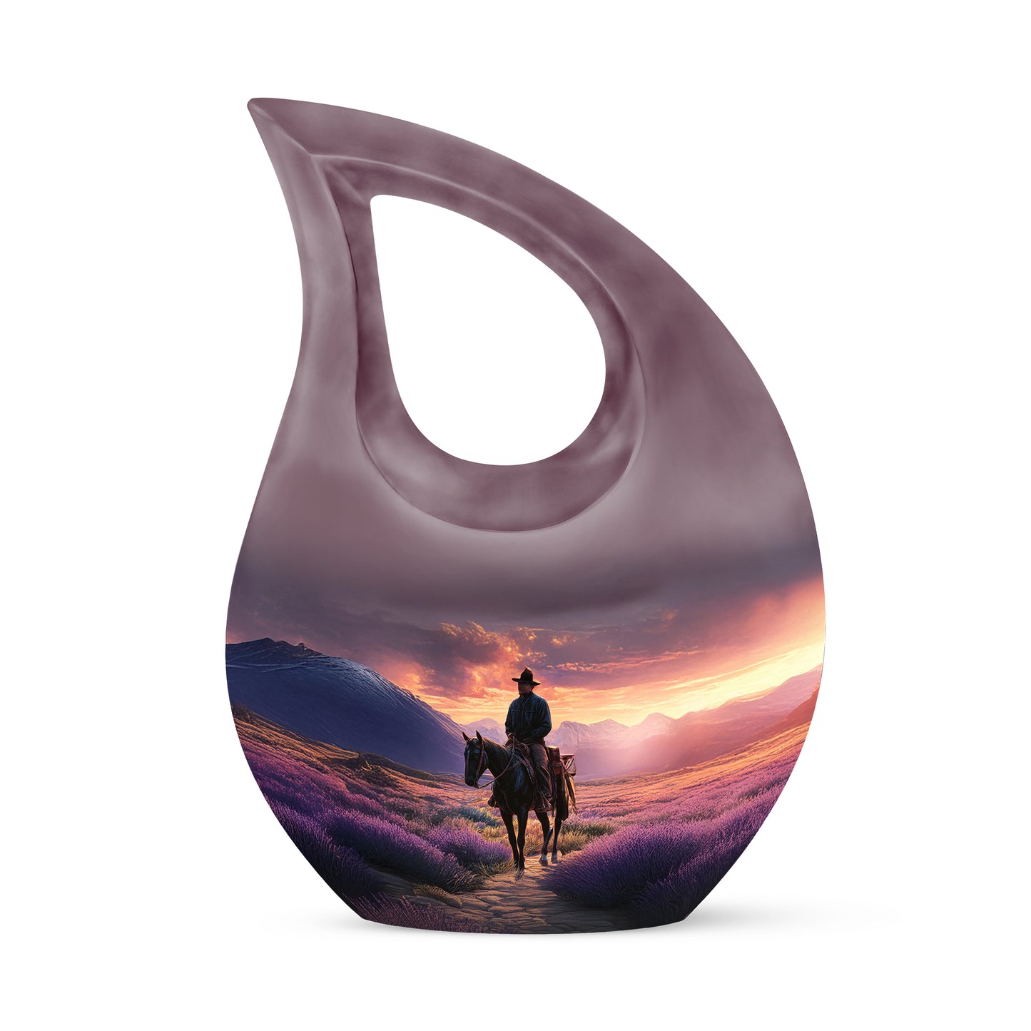 Luminous Purple Cowboy Beacon Urn for Human Ashes - 10-inch, 200 cu in - Yatskia