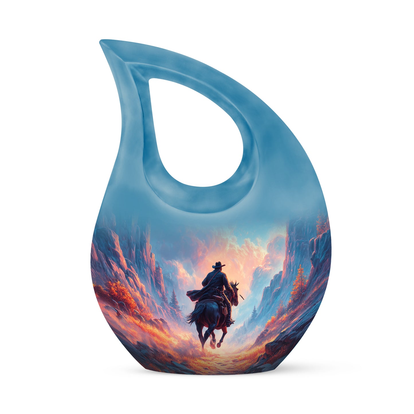 Personalized Cowboy Cremation Urns - Eminent Blue 10-inch, 200 cu in - Yatskia