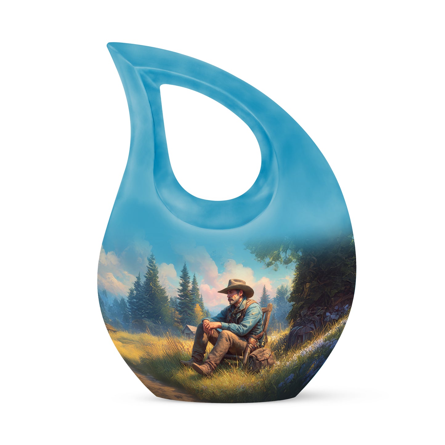 Personalized Cowboy Cremation Urns - Wondrous Teal 10-inch, 200 cu in - Yatskia