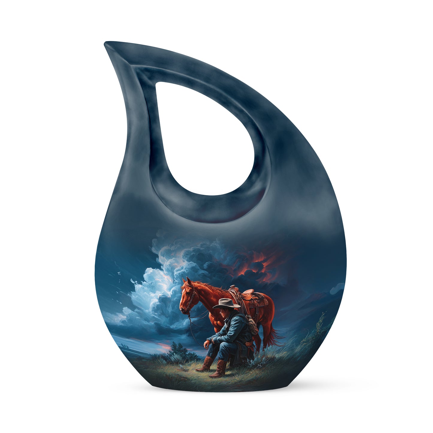 Blue Cowboy Cremation Urns - Imperial Devotion 10-inch, 200 cu in - Yatskia