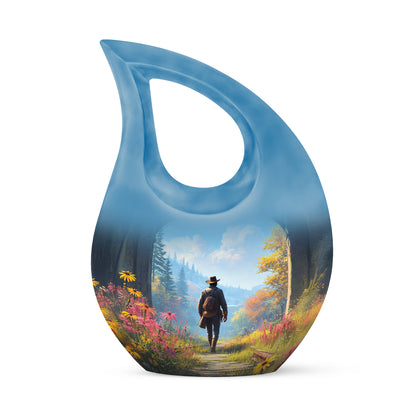 Remarkable Cowboy Memorial Cremation Urns - Blue 10-inch, 200 cu in - Yatskia
