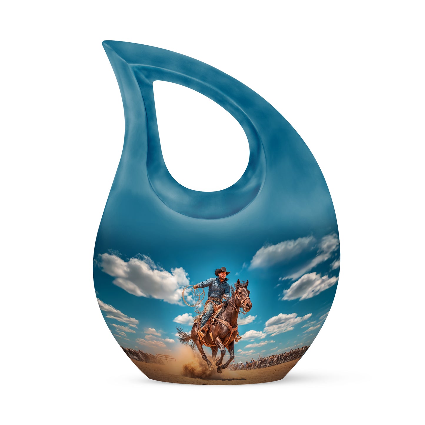 Blue Cowboy Beacon Cremation Urns for Human Ashes - 10-inch, 200 cu in - Yatskia