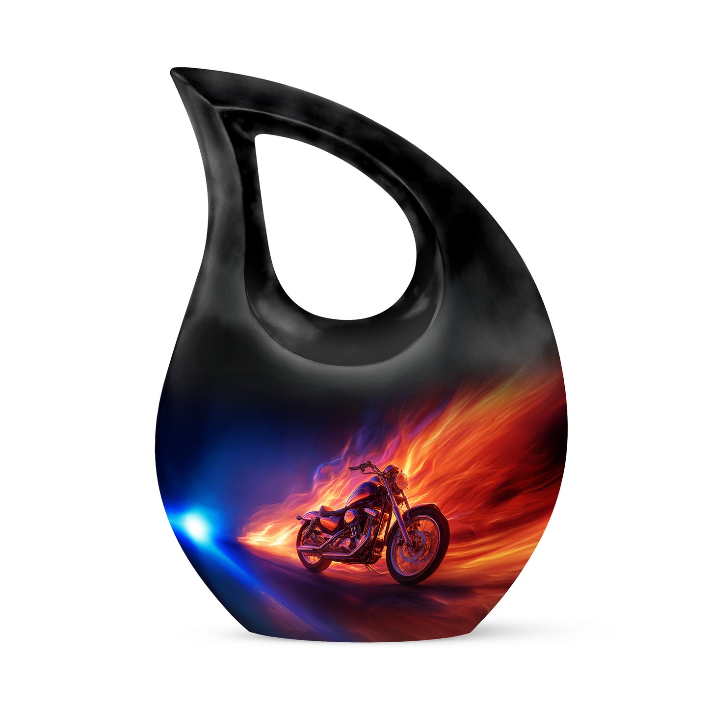 Personalized Blue Cherished Bike Cremation Urns for Human Ashes - 10-inch, 200 cu in - Yatskia