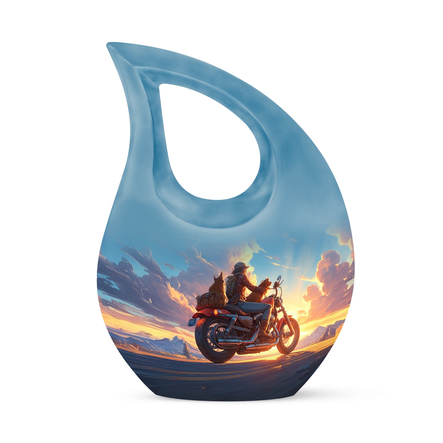 Radiant Bike Memorial Cremation Urns - Blue 10-inch, 200 cu in - Yatskia