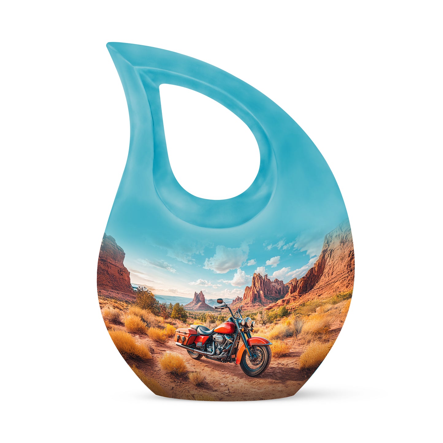 Divine Teal Bike Cremation Urn for Ashes - 10-inch, 200 cu in - Yatskia