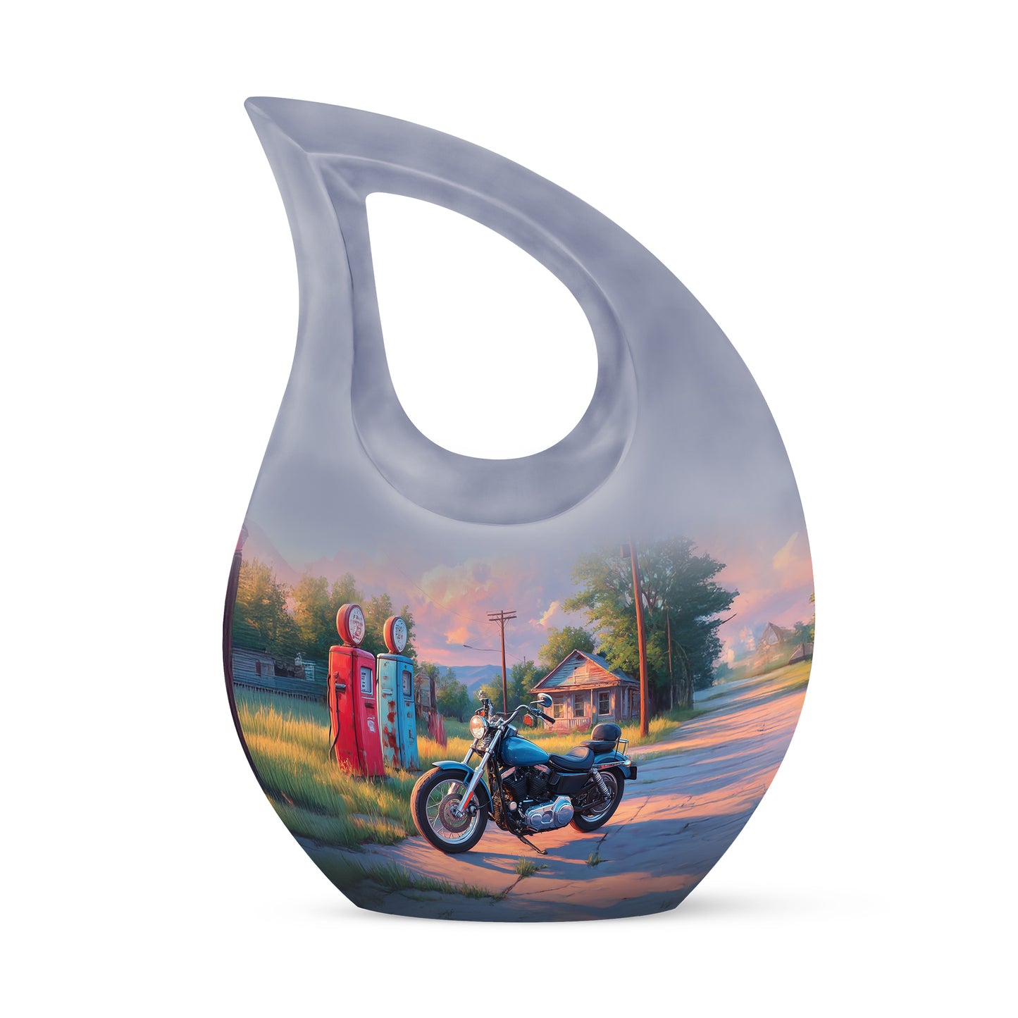 Personalized Blue Bike Cremation Urns for Ashes - Peaceful 10-inch - Yatskia