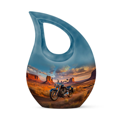 Blue Treasured Bike Cremation Urns for Human Ashes - 10-inch, 200 cu in - Yatskia