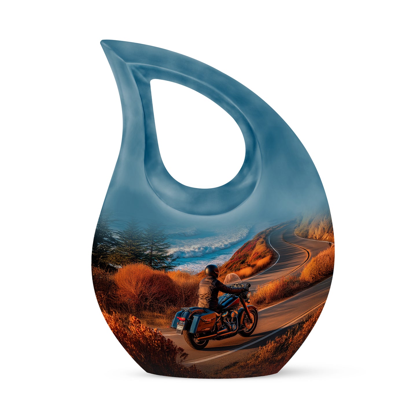 Personalized Teal Bike Cremation Urns for Ashes - Peaceful 10-inch - Yatskia