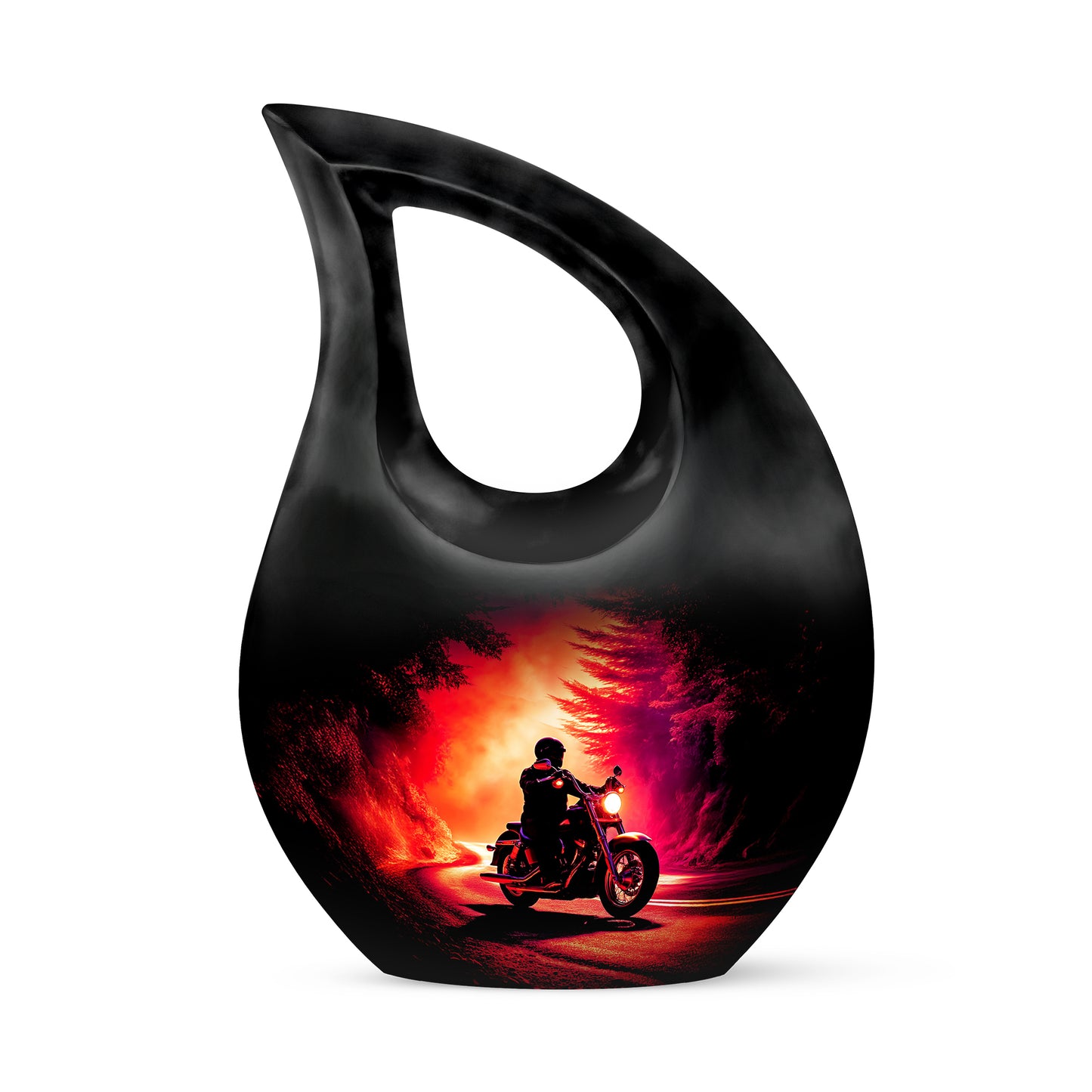 Personalized Black Sovereign Bike Cremation Urns for Human Ashes - 10-inch, 200 cu in - Yatskia