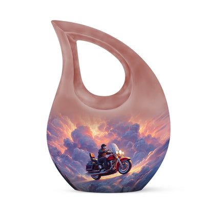 Personalized Blue Steadfast Bike Cremation Urns for Human Ashes - 10-inch, 200 cu in - Yatskia