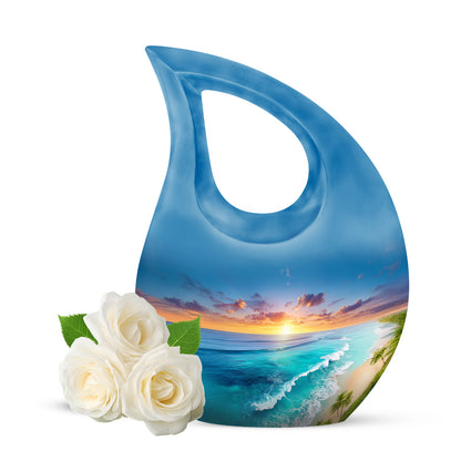 Blue Beach Cremation Urns - Glorious Keepsake 10-inch, 200 cu in - Yatskia