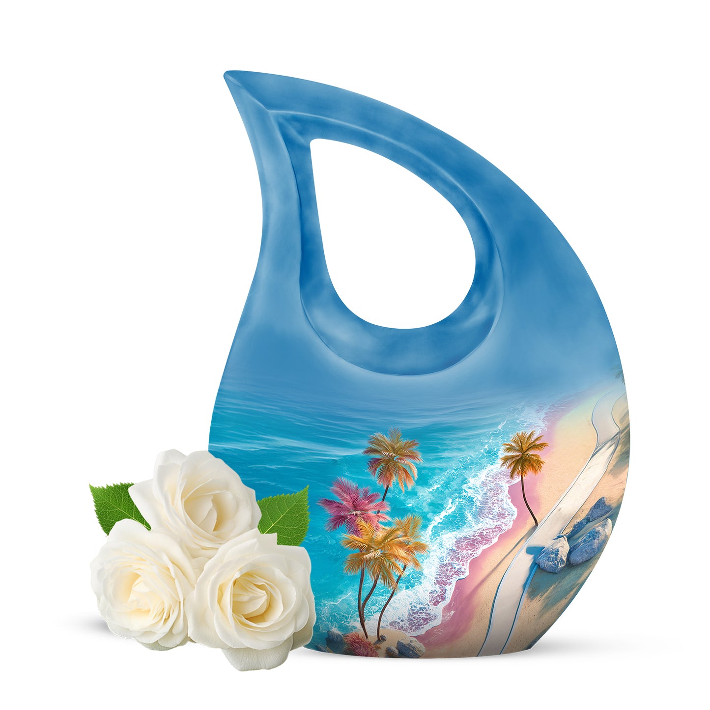 Teal Beach Keepsake Cremation Urns for Human Ashes - 10-inch, 200 cu in - Yatskia
