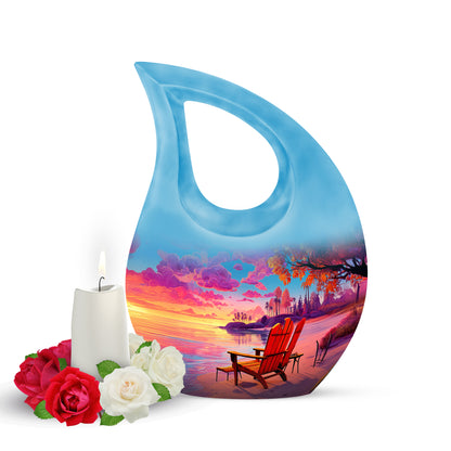 Blue Venerable Beach Cremation Urns for Human Ashes - 10-inch, 200 cu in - Yatskia