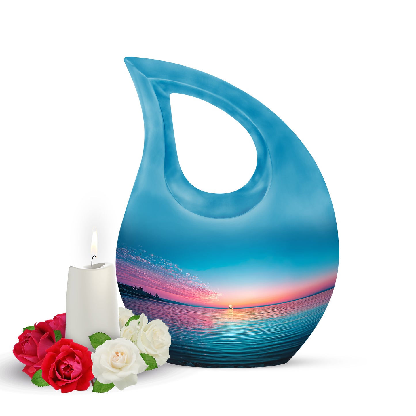 Blue Beach Cremation Urns - Glorious Tribute 10-inch, 200 cu in - Yatskia