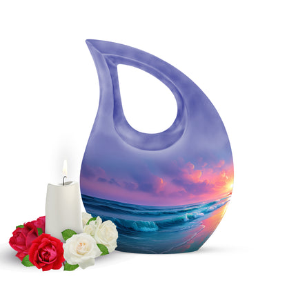 Personalized Beach Cremation Urns - Soothing Blue 10-inch, 200 cu in - Yatskia