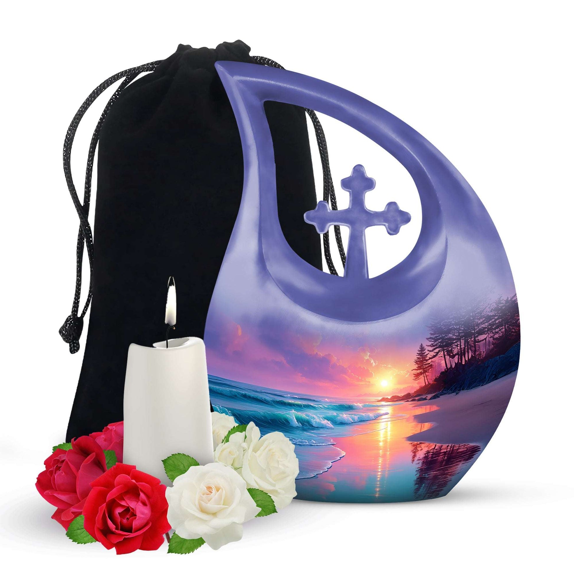 Beach Pink Sunset Adult Cremation Urns – Ocean Shore Funeral Ashes Urn