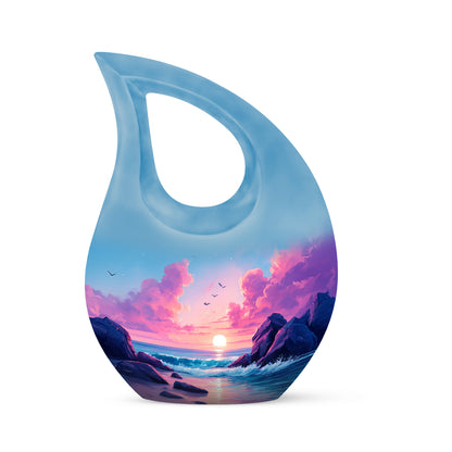 Personalized Seraphic Beach Cremation Urns - Blue 10-inch, 200 cu in - Yatskia