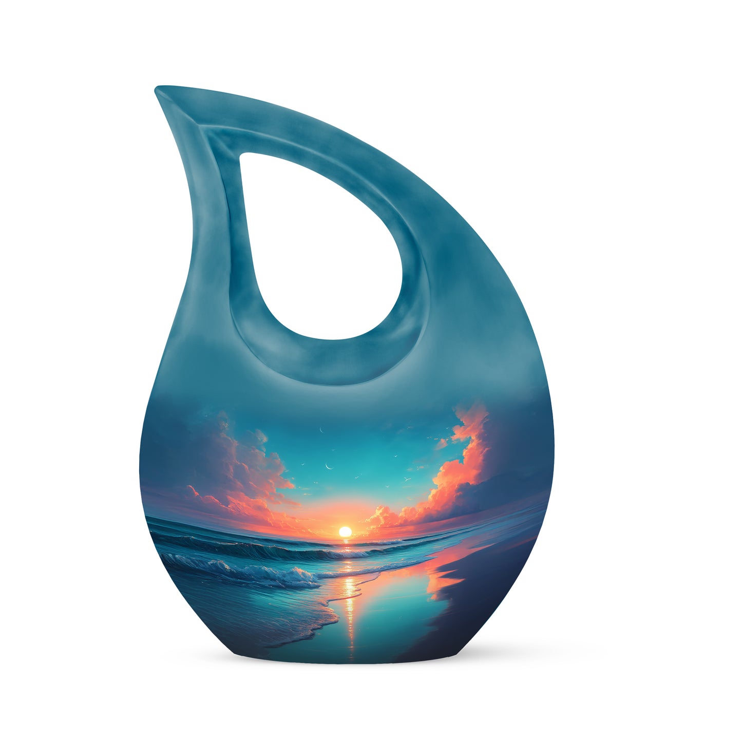 Resplendent Blue Beach Cremation Urn for Ashes - 10-inch, 200 cu in - Yatskia