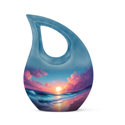 Personalized Blue Beach Cremation Urns for Ashes - Captivating 10-inch - Yatskia